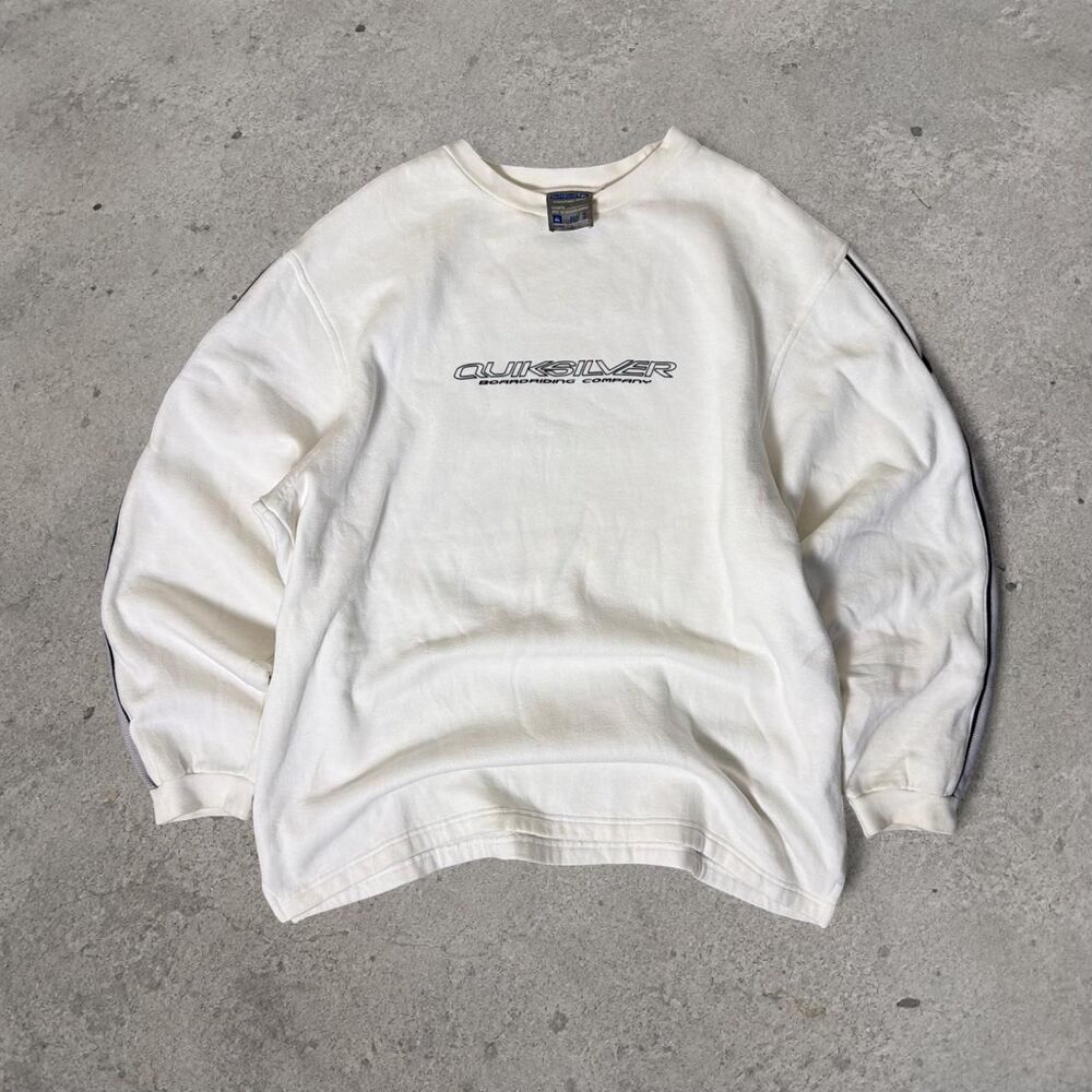 Vintage 1990’s Quiksilver Surfing Long Sleeve Crewneck Striped Sleeves Mens L